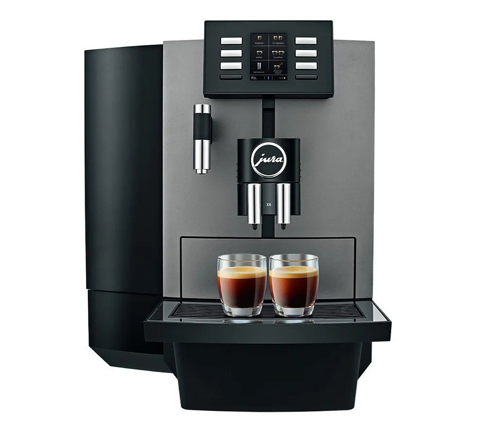 JURA X6 koffiemachine – de beste volautomatische koffiemachine voor kleine bedrijven, showrooms en eettentjes. Geschikt voor koffie, espresso en ristretto. Inclusief gratis dealerpakket.