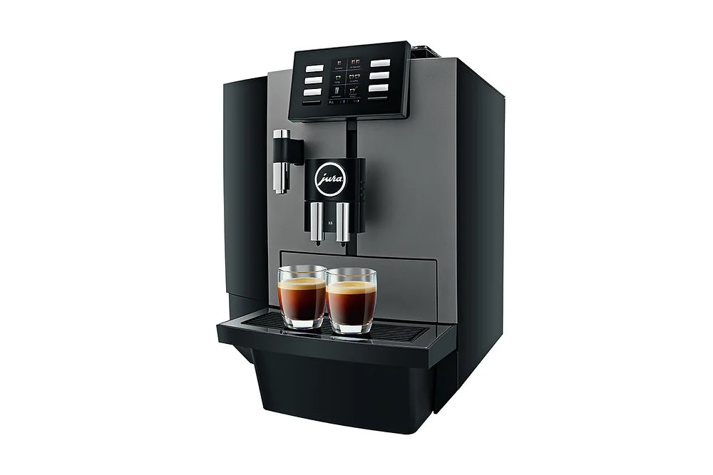 JURA X6 koffiemachine – de beste volautomatische koffiemachine voor kleine bedrijven, showrooms en eettentjes. Geschikt voor koffie, espresso en ristretto. Inclusief gratis dealerpakket.