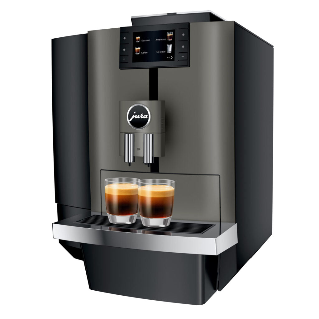 JURA X4 koffiemachine - Beste volautomatische koffiemachine met diverse koffiespecialiteiten, perfect voor professioneel gebruik in kantoren en zelfbedieningsomgevingen.